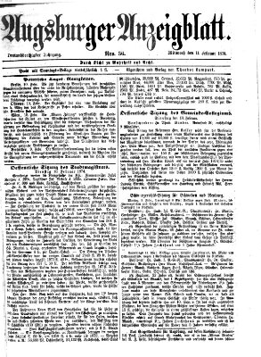 Augsburger Anzeigeblatt Mittwoch 11. Februar 1874