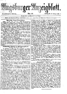 Augsburger Anzeigeblatt Sonntag 15. Februar 1874