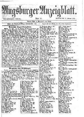 Augsburger Anzeigeblatt Mittwoch 18. Februar 1874