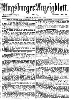 Augsburger Anzeigeblatt Sonntag 1. März 1874