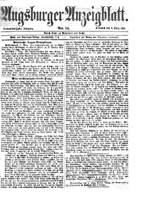 Augsburger Anzeigeblatt Mittwoch 4. März 1874