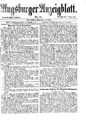 Augsburger Anzeigeblatt Mittwoch 11. März 1874