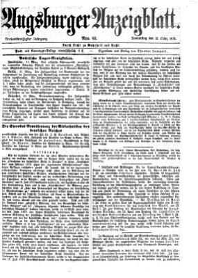 Augsburger Anzeigeblatt Donnerstag 12. März 1874