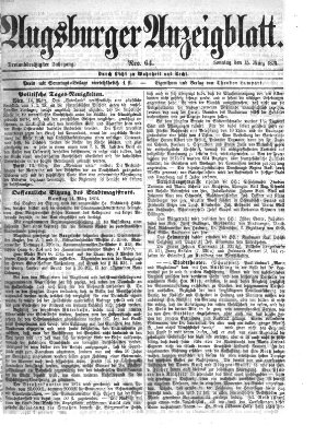 Augsburger Anzeigeblatt Sonntag 15. März 1874