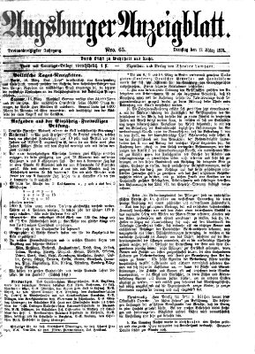 Augsburger Anzeigeblatt Dienstag 17. März 1874