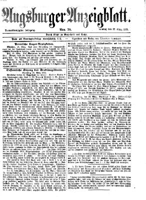 Augsburger Anzeigeblatt Sonntag 22. März 1874