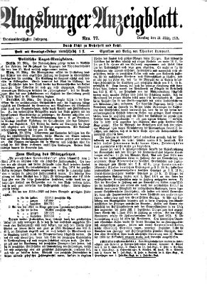 Augsburger Anzeigeblatt Dienstag 31. März 1874