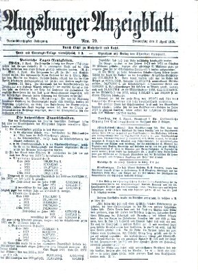 Augsburger Anzeigeblatt Donnerstag 2. April 1874