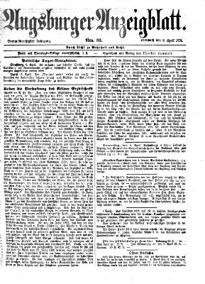 Augsburger Anzeigeblatt Mittwoch 8. April 1874