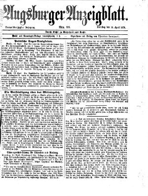 Augsburger Anzeigeblatt Dienstag 14. April 1874