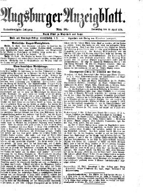 Augsburger Anzeigeblatt Donnerstag 16. April 1874