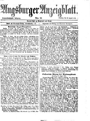 Augsburger Anzeigeblatt Sonntag 19. April 1874