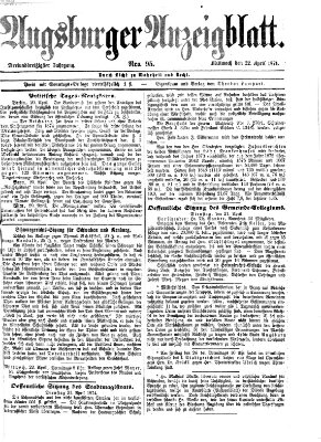 Augsburger Anzeigeblatt Mittwoch 22. April 1874
