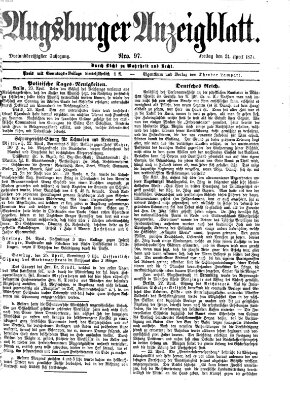 Augsburger Anzeigeblatt Freitag 24. April 1874