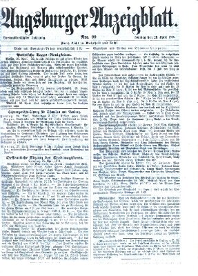 Augsburger Anzeigeblatt Sonntag 26. April 1874