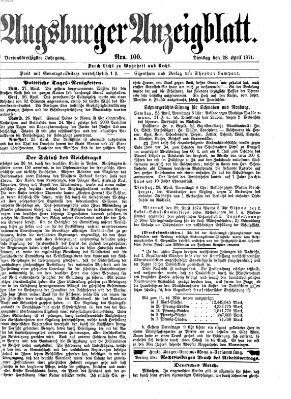 Augsburger Anzeigeblatt Dienstag 28. April 1874