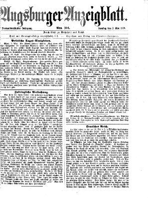 Augsburger Anzeigeblatt Samstag 2. Mai 1874