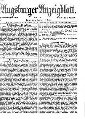 Augsburger Anzeigeblatt Donnerstag 14. Mai 1874