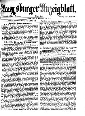 Augsburger Anzeigeblatt Sonntag 7. Juni 1874