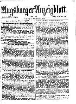 Augsburger Anzeigeblatt Sonntag 21. Juni 1874