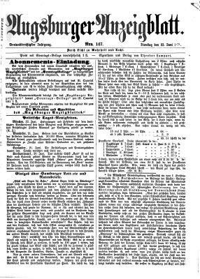 Augsburger Anzeigeblatt Dienstag 23. Juni 1874