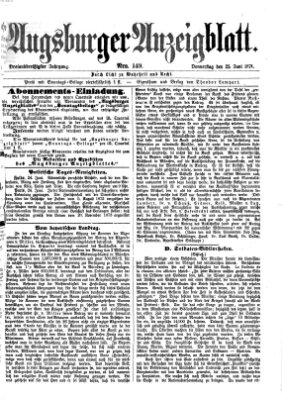 Augsburger Anzeigeblatt Donnerstag 25. Juni 1874