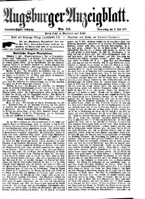 Augsburger Anzeigeblatt Donnerstag 2. Juli 1874