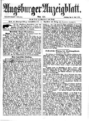 Augsburger Anzeigeblatt Sonntag 5. Juli 1874