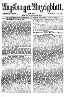 Augsburger Anzeigeblatt Mittwoch 8. Juli 1874