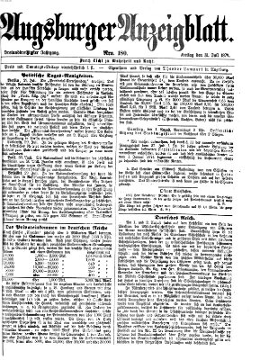 Augsburger Anzeigeblatt Freitag 31. Juli 1874