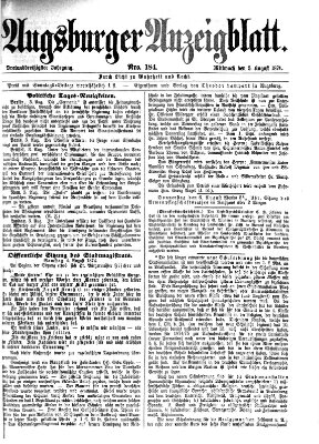 Augsburger Anzeigeblatt Mittwoch 5. August 1874