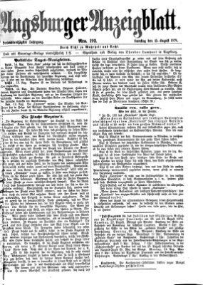 Augsburger Anzeigeblatt Samstag 15. August 1874