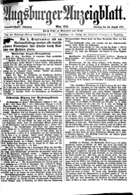 Augsburger Anzeigeblatt Sonntag 30. August 1874