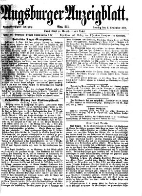 Augsburger Anzeigeblatt Sonntag 6. September 1874