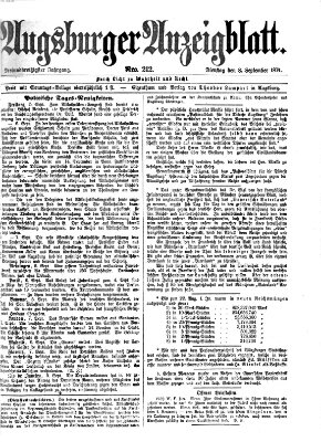 Augsburger Anzeigeblatt Dienstag 8. September 1874