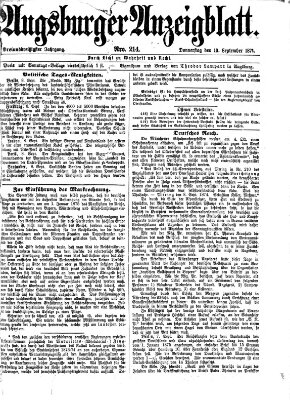 Augsburger Anzeigeblatt Donnerstag 10. September 1874