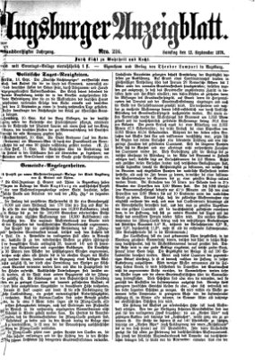 Augsburger Anzeigeblatt Samstag 12. September 1874