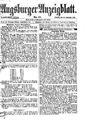 Augsburger Anzeigeblatt Dienstag 15. September 1874