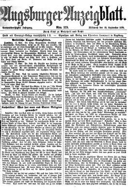 Augsburger Anzeigeblatt Mittwoch 16. September 1874