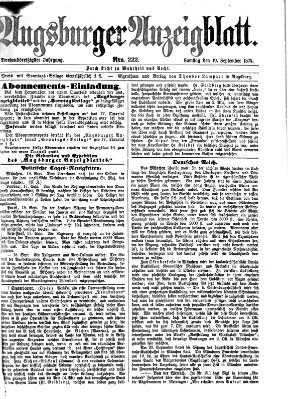 Augsburger Anzeigeblatt Samstag 19. September 1874