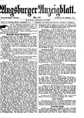 Augsburger Anzeigeblatt Freitag 25. September 1874