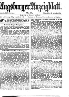 Augsburger Anzeigeblatt Mittwoch 30. September 1874