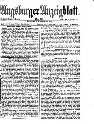 Augsburger Anzeigeblatt Freitag 2. Oktober 1874