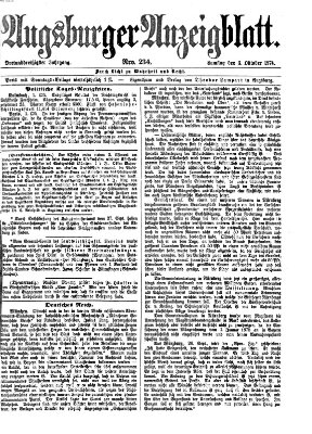 Augsburger Anzeigeblatt Samstag 3. Oktober 1874