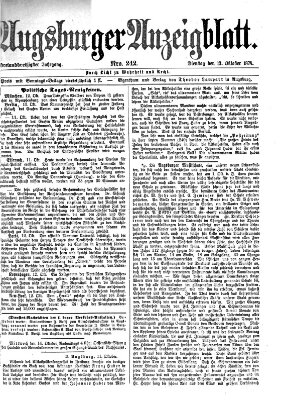 Augsburger Anzeigeblatt Dienstag 13. Oktober 1874