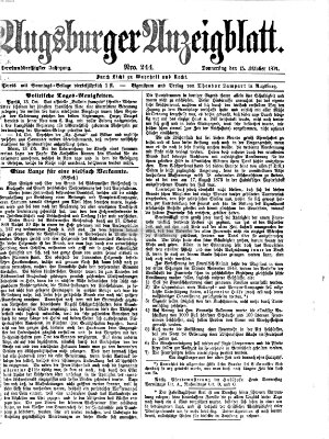 Augsburger Anzeigeblatt Donnerstag 15. Oktober 1874