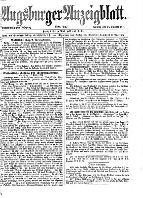 Augsburger Anzeigeblatt Sonntag 18. Oktober 1874