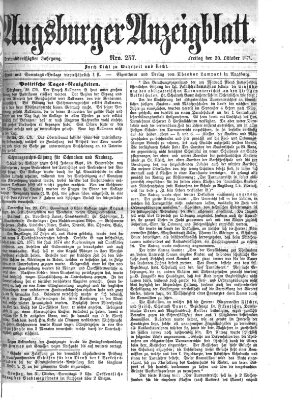 Augsburger Anzeigeblatt Freitag 30. Oktober 1874