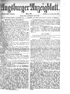 Augsburger Anzeigeblatt Samstag 14. November 1874