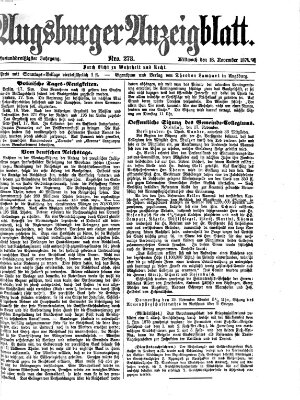 Augsburger Anzeigeblatt Mittwoch 18. November 1874